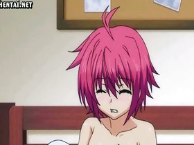 Redhead hentai gets nipples rubbed
