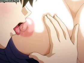 Breasty anime hottie acquires sperm