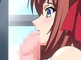 Anime freting a dick with her boobs