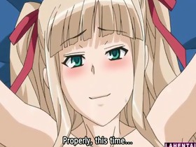 Blond manga schoolgirl drilled