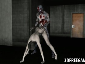 Hawt 3D zombie babe getting licked and fucked hard