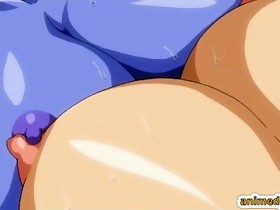 Giant melon boobs hentai three-some fucking and..