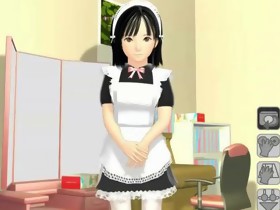 3D manga maid licking a hard ramrod