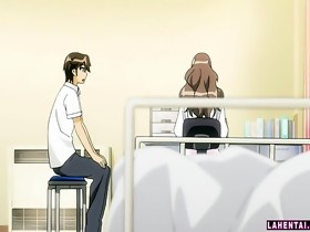 Manga nurse sucks and rides hard ramrod