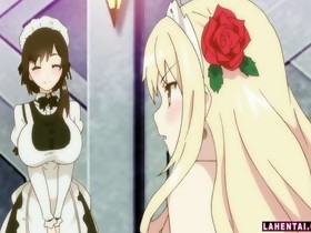 Blond anime princess caressed and fingered