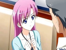 Manga rubs a cock with her big tits