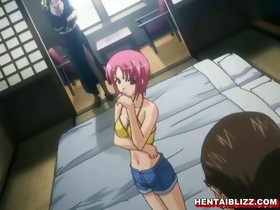 Breasty Japanese hentai blowjob a cock