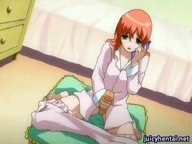 Anime girl rubs lady-boy cock